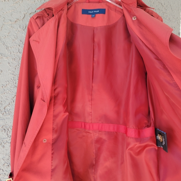 Cole Haan double breasted hooded trench coat red size Large - Picture 6 of 11
